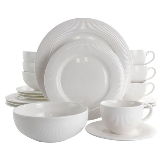 Picture of Elama Pallene 20 Piece Porcelain Dinnerware Set in White