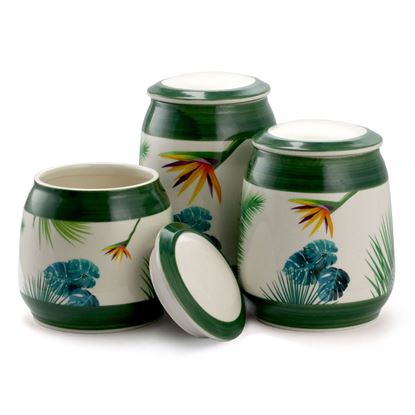 Picture of Elama 3 Piece Ceramic Kitchen Canister Collection in Green