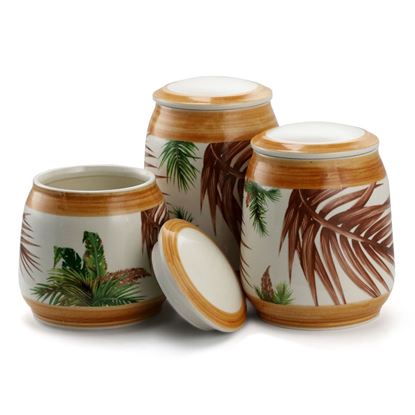 Picture of Elama 3 Piece Ceramic Kitchen Canister Collection in Sand