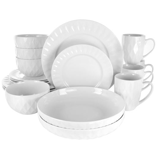 Picture of Elama Sienna 18 Piece Porcelain Dinnerware Set in White