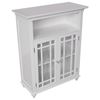 Picture of Classic White Wood 2-Door Bathroom Floor Cabinet with Glass Paneled Doors