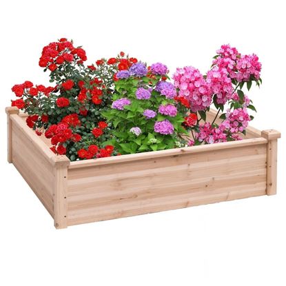 Picture of Solid Fir Wood 3.3 ft x 3.3 ft Raised Garden Bed Planter Box