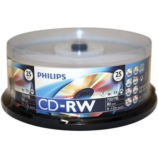 Picture of Philips CDRW8012/550 700MB 80-Minute CD-RWs, 25-ct Spindle