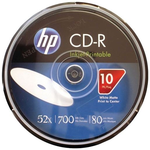 Picture of HP CR52WJH010CB 700MB 80-Minute 52x Printable CD-Rs, 10-ct Spindle