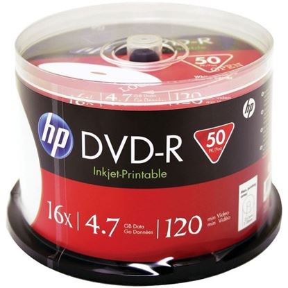 Picture of HP DM16WJH050CB 4.7GB Printable DVD-Rs, 50-ct Spindle