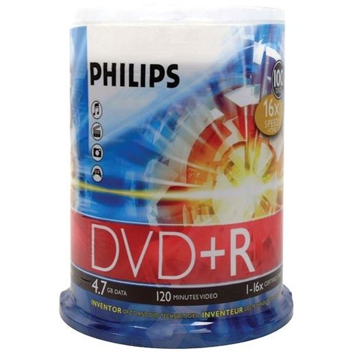 Picture of Philips DR4S6B00F/17 4.7GB 16x DVD+Rs (100-ct Cake Box Spindle)