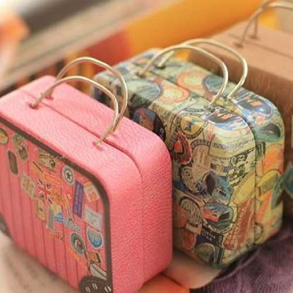 Image de LVV HOME Retro portable Stud Earrings storage box/Creative Iron Mini Luggage Candy box Earphone box