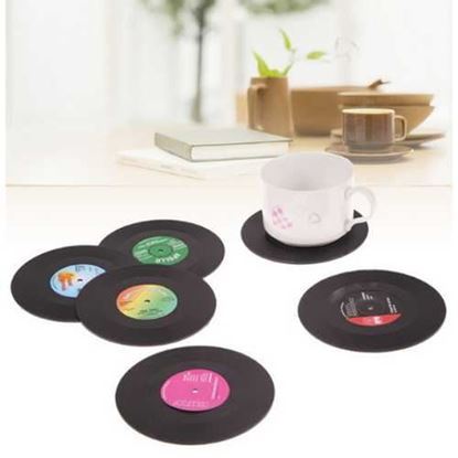 Picture of 6 Pcs/set Retro Vinyl Drink Coasters Placemat