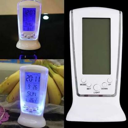 Image de Newest Hot Search Modern Square LCD Digital Alarm Clock Calender LED Display Battery Powered