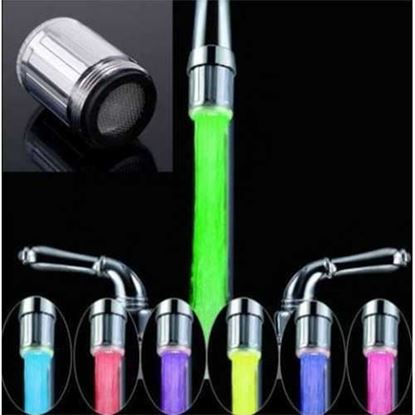 Image de LED Water Faucet Stream Beautiful Waterfall Light 7 Colors Changing Glow Shower Stream Tap Head Pressure Sensor Kitchen Bathroom Accessory