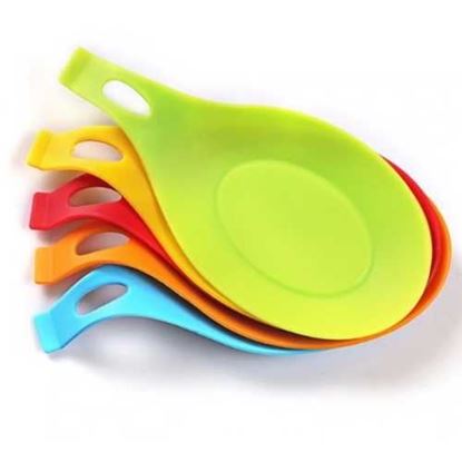 Image de Kitchen Ustensil Silicone Insulation Spoon Rest Holder Heat Resistant Non-stick