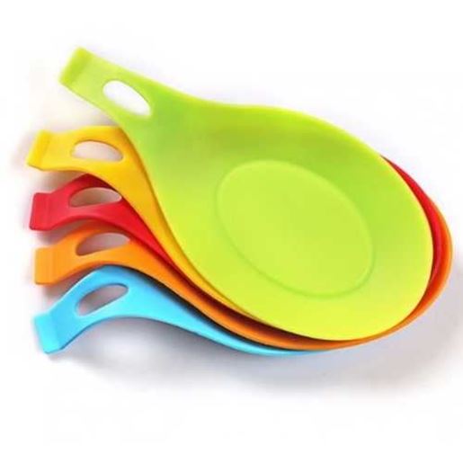 Picture of Kitchen Ustensil Silicone Insulation Spoon Rest Holder Heat Resistant Non-stick