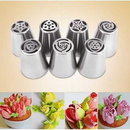 Picture of 7Pcs/set Russian Tulip Icing Piping Nozzles Cake Decoration Tips 3d printer nozzle Biscuits Sugarcraft Pastry Baking Tool DIY