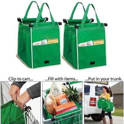 Picture of Green Eco Fabric Shoping Bag Foldable Reusable Grocery Bags Polyester Shopping Bags Fashion Designer Casual Tote Bag