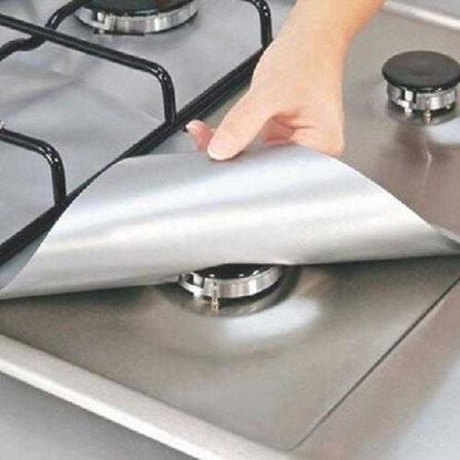 Image de Hot Sale 4Pcs Reusable Foil Gas Hob Range Stovetop Burner Protector Liner Cover For Cleaning Kitchen Tools