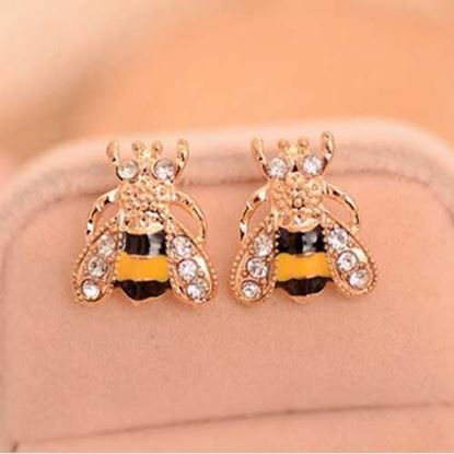 Image de Golden Small Bee Insect Stud Earrings