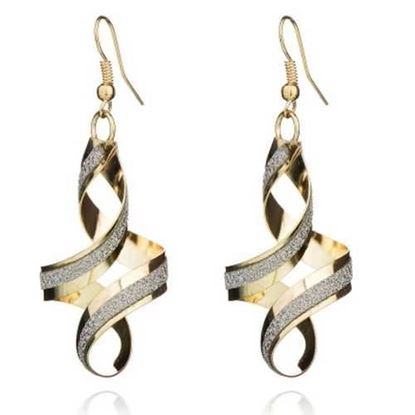 Picture of Simple Generous Gold Spiral Drop Earrings