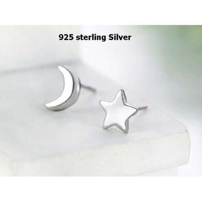 图片 925 sterling silver high quality moon & star
