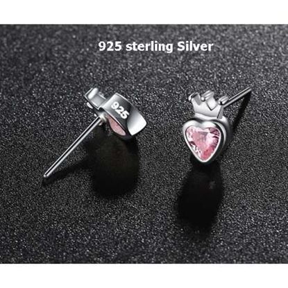 Image de 925 Sterling Silver Pink Heart Stud Earrings