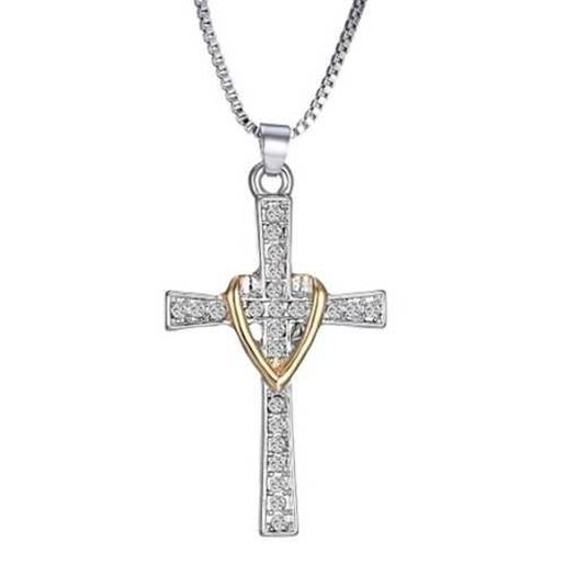 Image sur Cross Pendant Necklace Heart Fashion Christian Jewelry