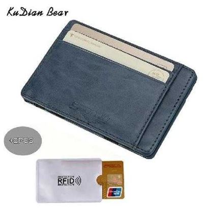 Image de Slim Wallets PU Leather Men Magic Wallet Rfid Card Holder Mini Wallets Card Holders Carteira