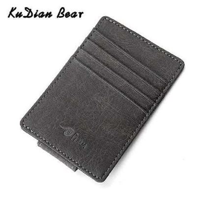 Picture of PU Leather Men Money Clip Wallet Slim Magnetic Short Card Organizer Case Front Pocket Money Clamps