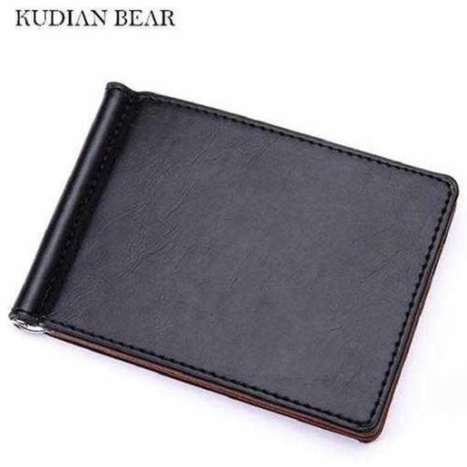 Image sur Leather Men Money Clips Metal Solid Wallets Credit Card Wallet Money Holder Clamp portafoglio New