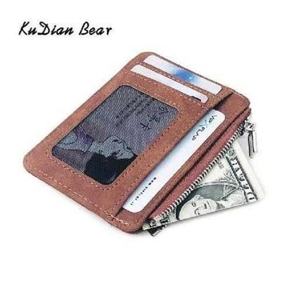 Image de Simple Men Card Holder Package Organizer Leather Front Pocket Id Case Travel Wallet