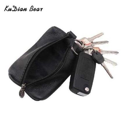 Image de Vintage Genuine Leather Keychain Zipper Key Wallet Solid Men Key Case Bag Women Key Holder Porta Chave