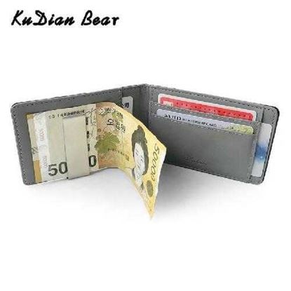 Image de Men Money Clip Metal PU Leather Short Wallet Slim Male Card Case Metal Clamps for Money Wallet