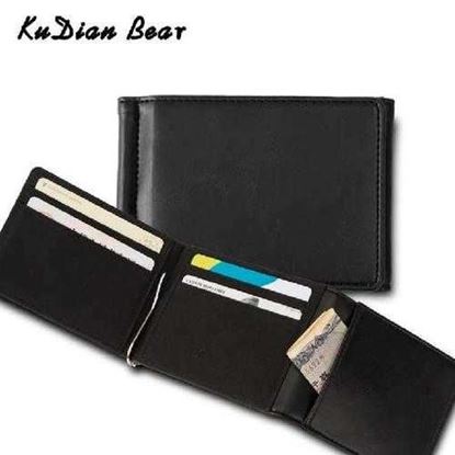 Image de Metal Money Clip Wallet Men Card Case PU Leather Short Wallet With Cash Clamps Purse Carteira