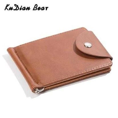 Image de PU Leather Money Clip Metal Men Card Case Slim Cash Clips Metal Clamp for Money Thin Wallet Carteira