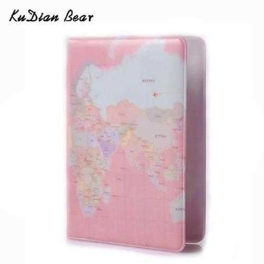 Picture of World Map Passport Cover of the Passport Wallet Female Passport Holder Protective Pochette Passeport