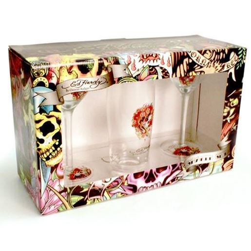 Image sur Don Ed Hardy Martini Shaker w/ 2 - 6 fl. oz Glasses