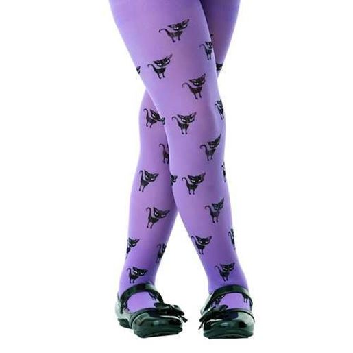 Picture of Purple Black Cat Costume Tights, L