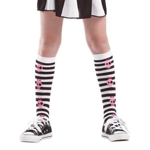 Image sur Striped Skull Knee High Costume Tights, M