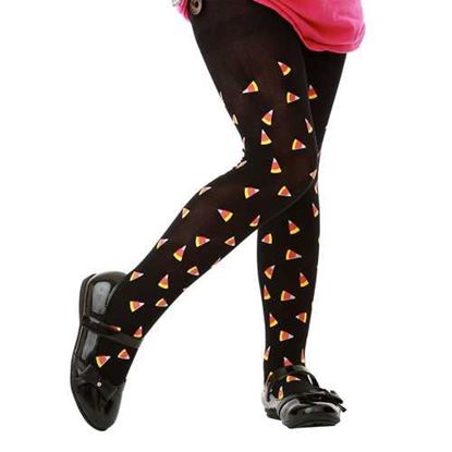 Picture of Black Candy Corn Costume Tights, L