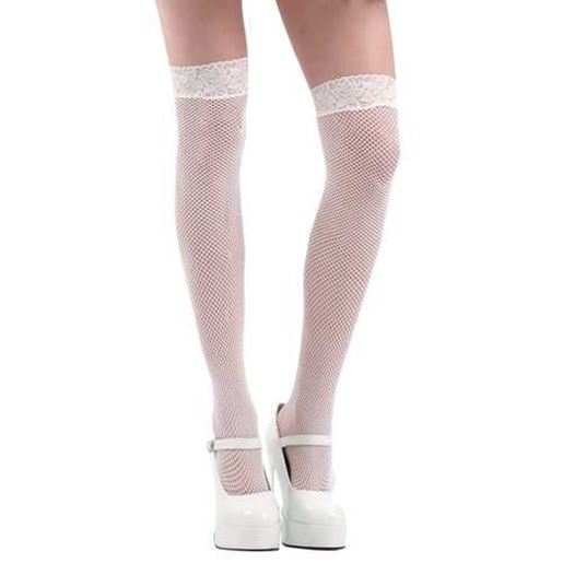 Image sur White Fishnet Thigh High Costume Tights