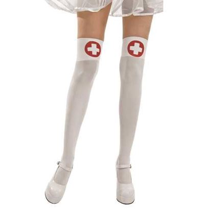 Picture of White Nurse Thigh High Costume Tights