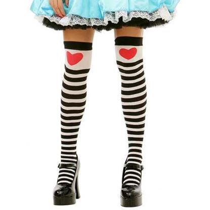 Image de Striped Heart Thigh High Costume Tights