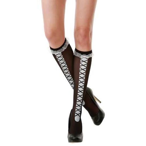 Image sur Black Laced Knee High Costume Tights