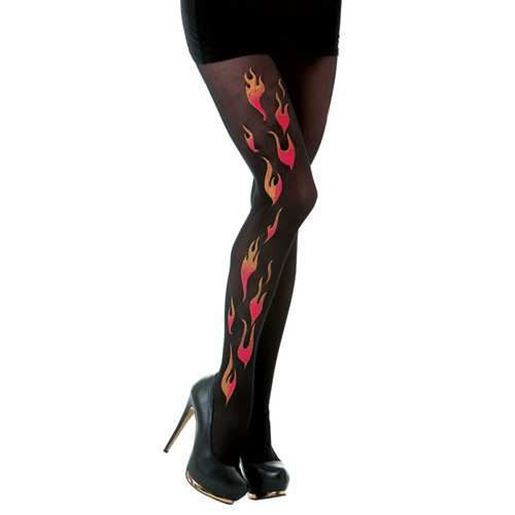 Picture of Flamin' Black Mid Rise Costume Tights