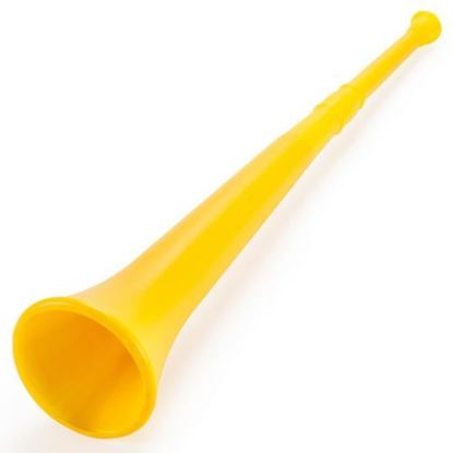 Picture of Yellow 26in Plastic Vuvuzela Stadium Horn, Collapses to 14in