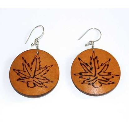 Image de Medicinal Leaf - Carved Gourd Earrings - Natural Artist