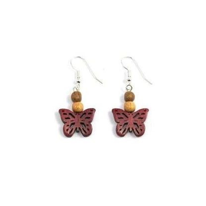 Picture of Wood Earrings - Butterfly - Natural Artist