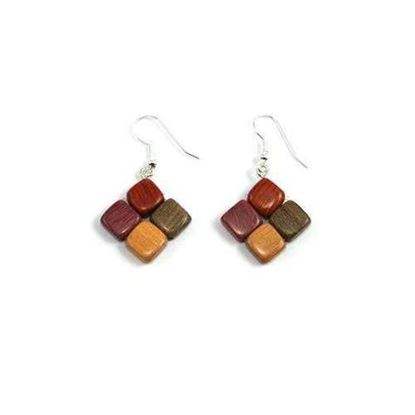 Picture of Mixed Wood Earrings - Diamond - Natural Artist