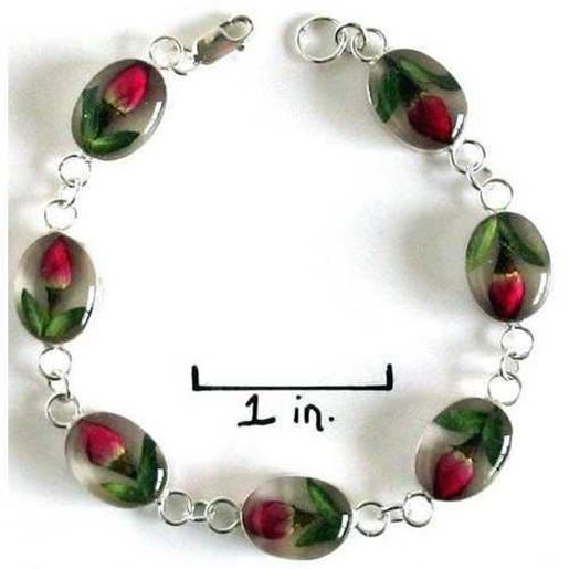 Image sur Real Flower Sterling Silver Bracelet - Rose Oval - Natural Artist