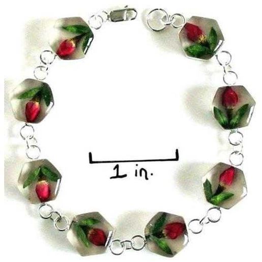 Image sur Real Flower Sterling Silver Bracelet - Rose Hexagon - Natural Artist