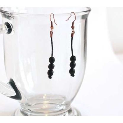 Picture of Black Rain Forest Seed Drop Earrings - Natural Artist