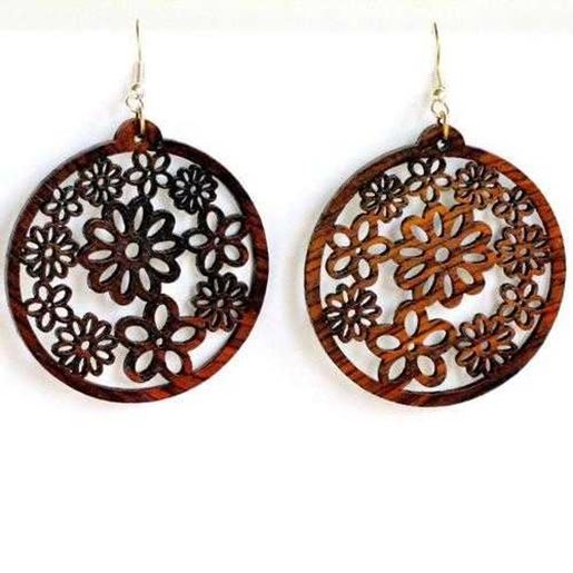 Image sur Rosewood Earrings - Millefiori - Natural Artist